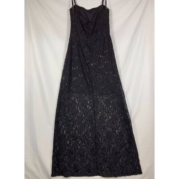 Bisou Bisou Dress Womens 8 Black Sequin Lace Maxi Strapless Sleeveless Formal - Picture 9 of 11